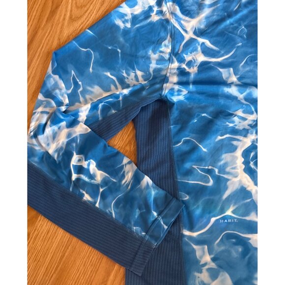 Habit Fishing Shirt Mens Blue Waves Long Sleeve Shirt XL Polyester Spandex - Picture 3 of 6